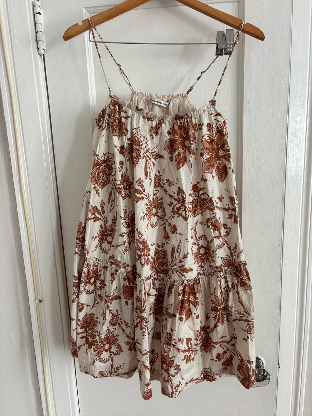 Abercrombie & Fitch Cream Dress with Brown Floral Print